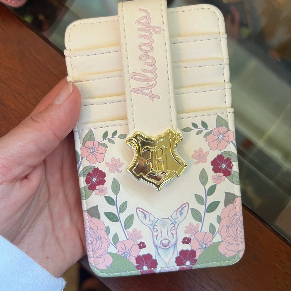 Loungefly Cream Card Holder with Floral Accent